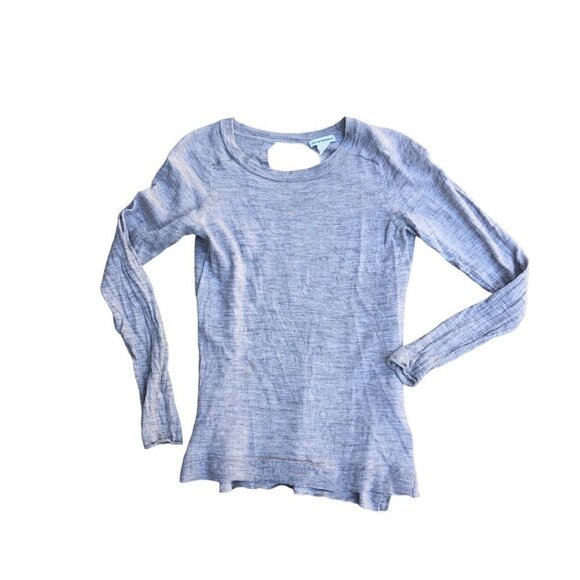 CLUB MONACO Light Sweater Women's MEDIUM Grey Long Sleeve Top Pullover Cotton‌ - Picture 1 of 6